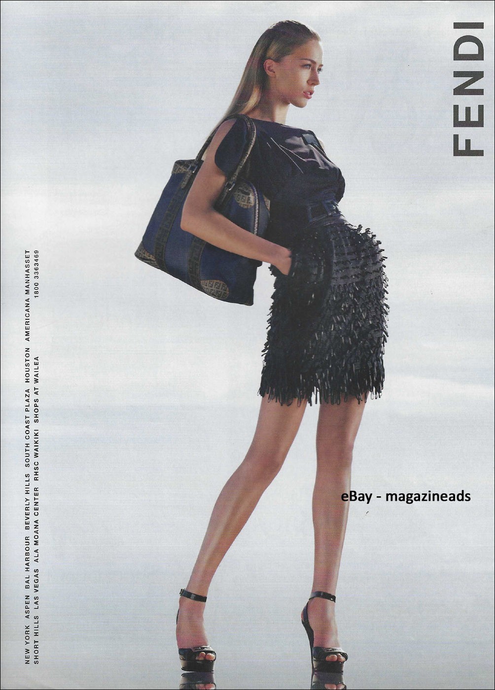 FENDI 1-Page PRINT AD Spring 2007 RAQUEL ZIMMERMANN woman's legs thighs feet