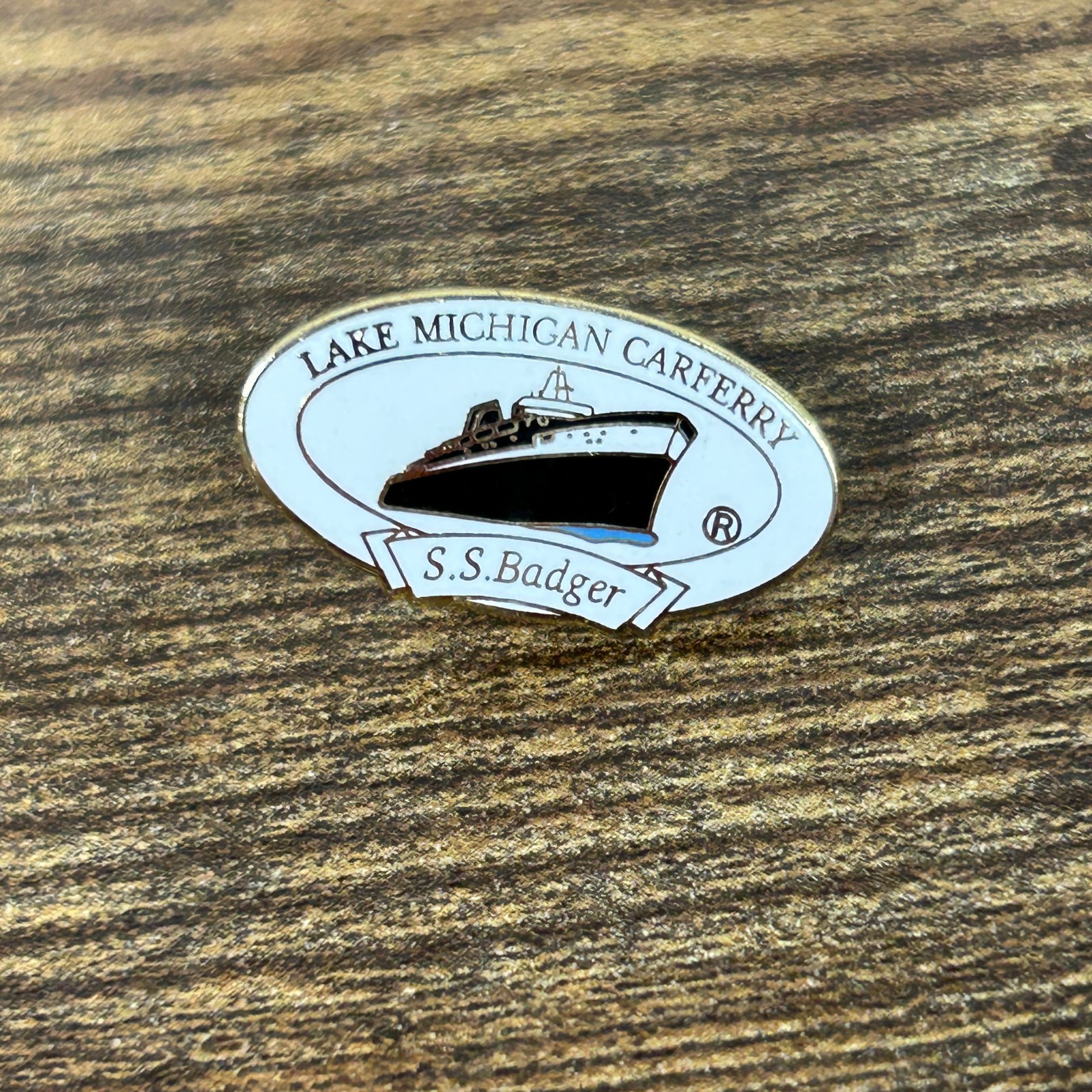 Lake Michigan Carferry Lapel Pin Enamel Travel Souvenir S.S. Badger Steamship