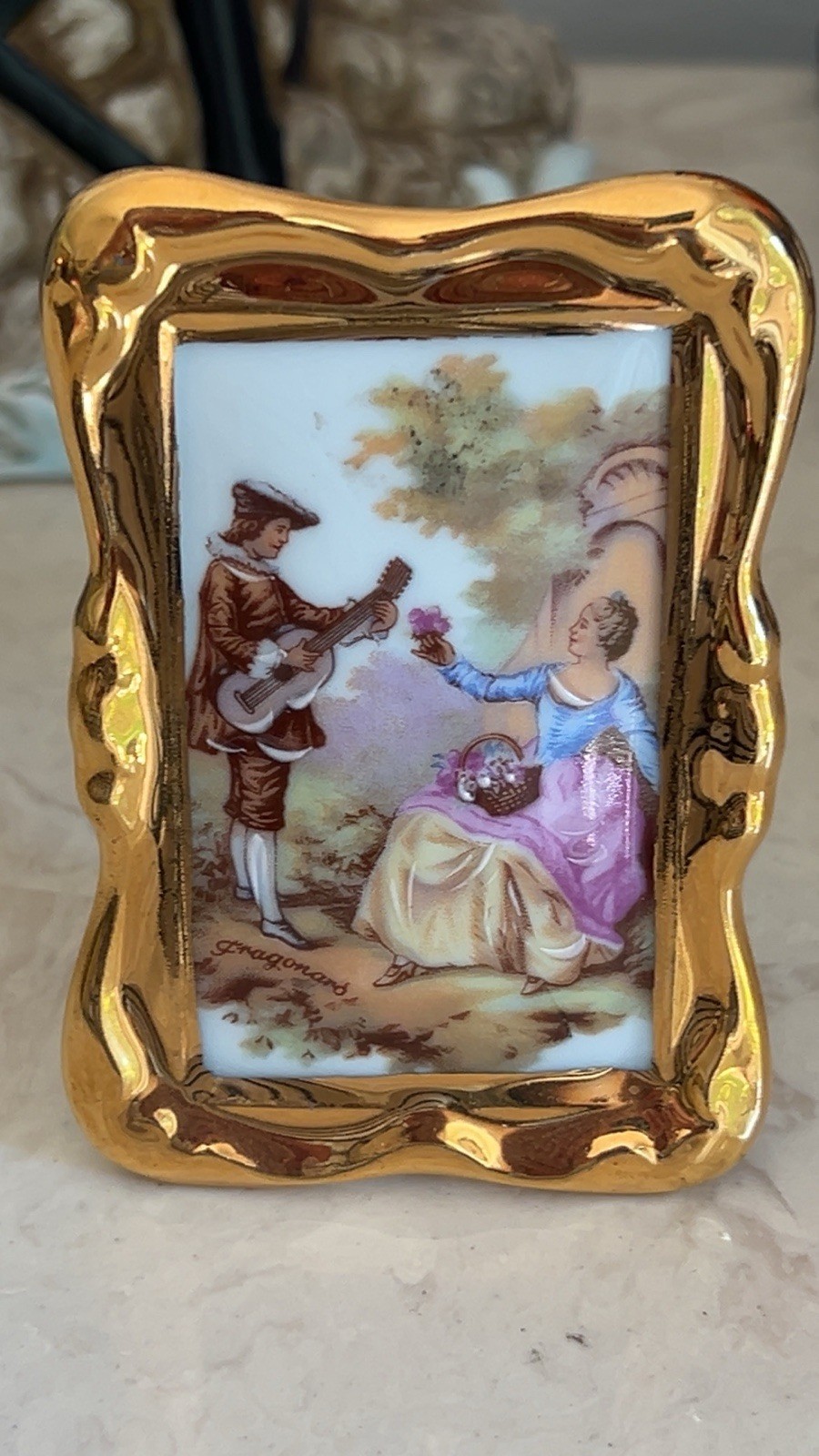 Two Limoges  Miniature Porcelain Frame N Plate Signed