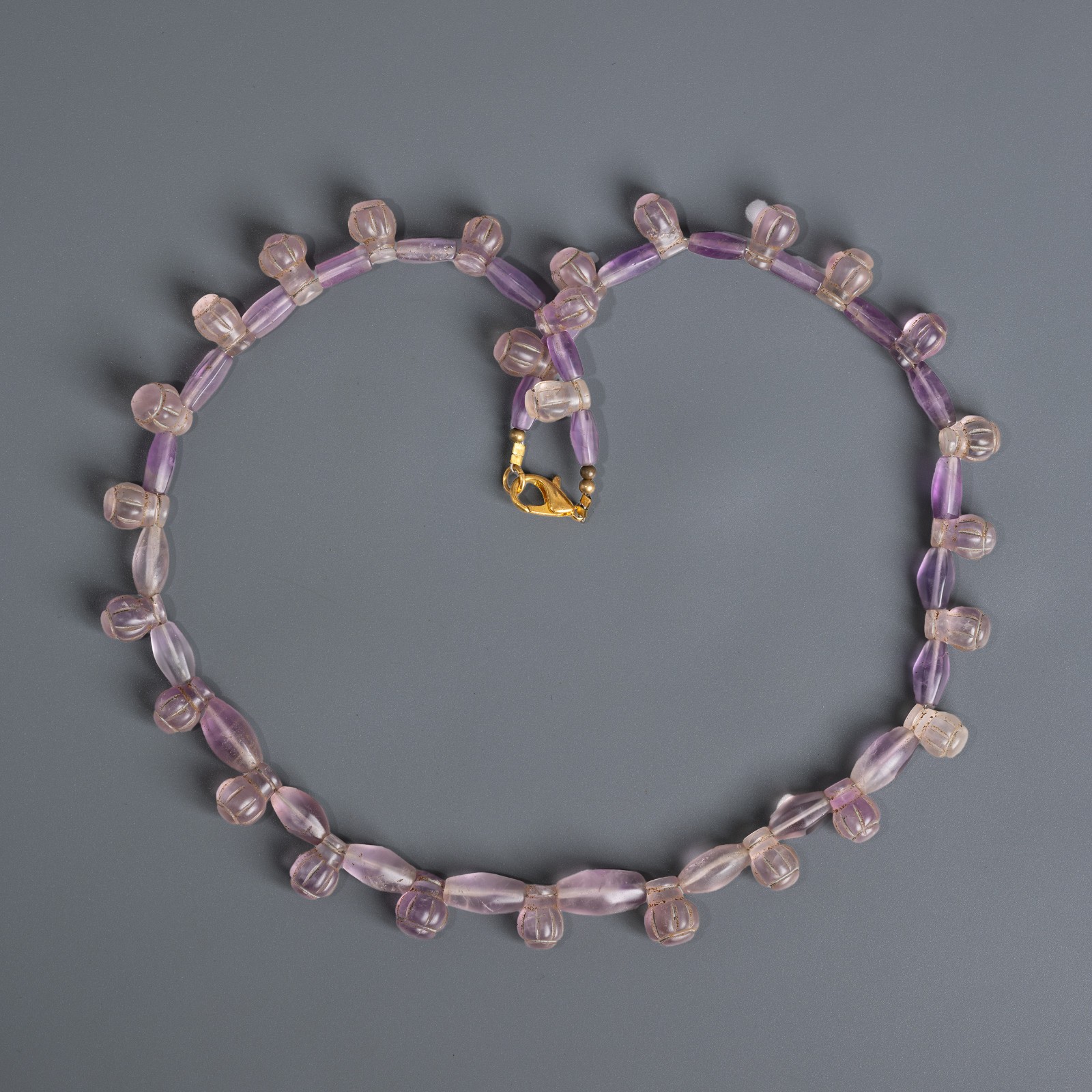 Ancient Roman Carved Amethyst Beaded Necklace