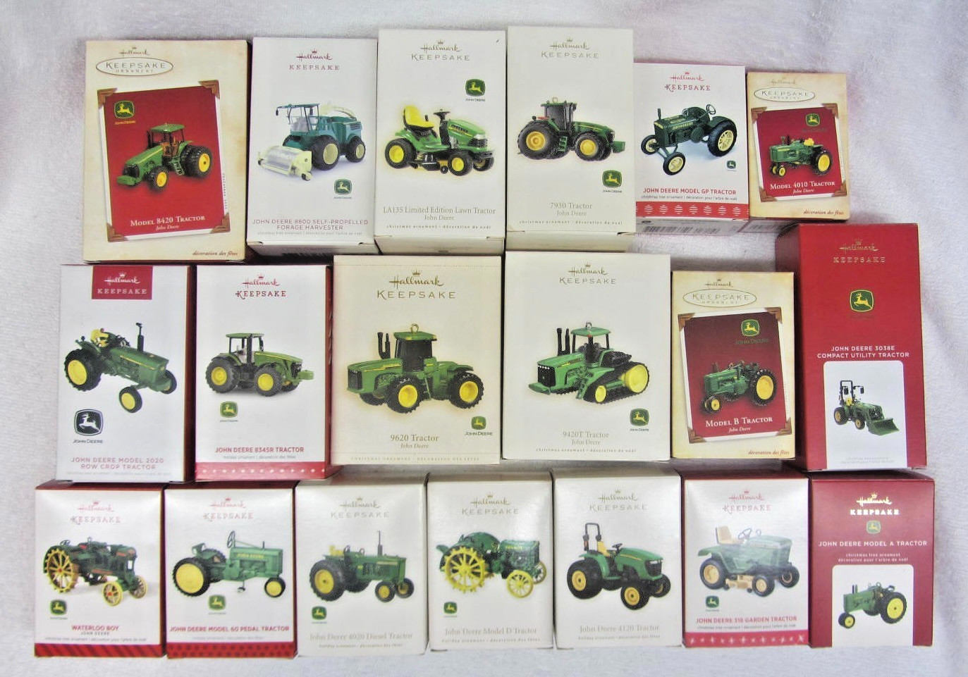19 New JOHN DEERE Hallmark Keepsake Ornaments Tractor Vtg Set Lot 2003-2022 NOS