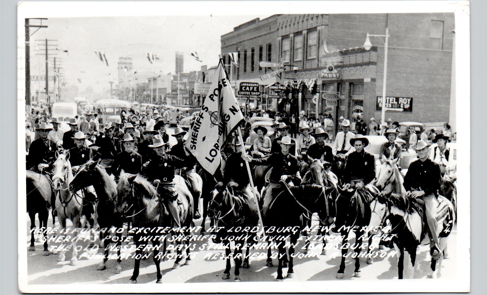 SHERIFF\'S POSSE lordsburg nm postcard new mexico real photo rppc western street