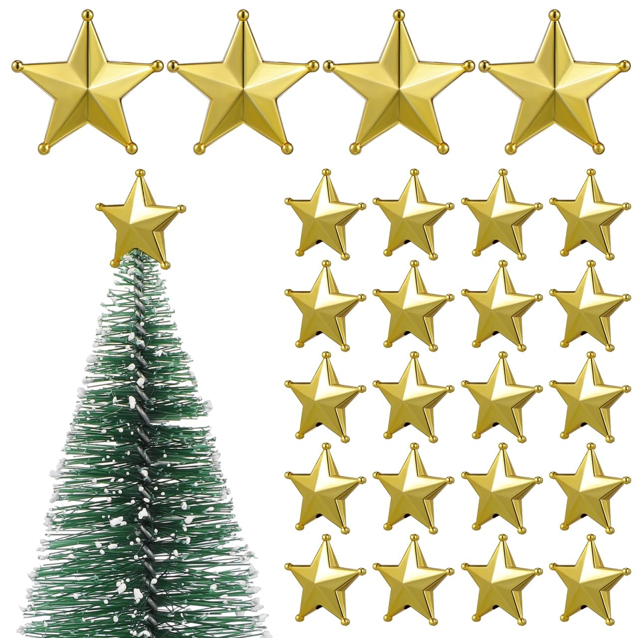 jojofuny 50pcs Mini Christmas Tree Star Miniature Gold Christmas Tree Top Sta...