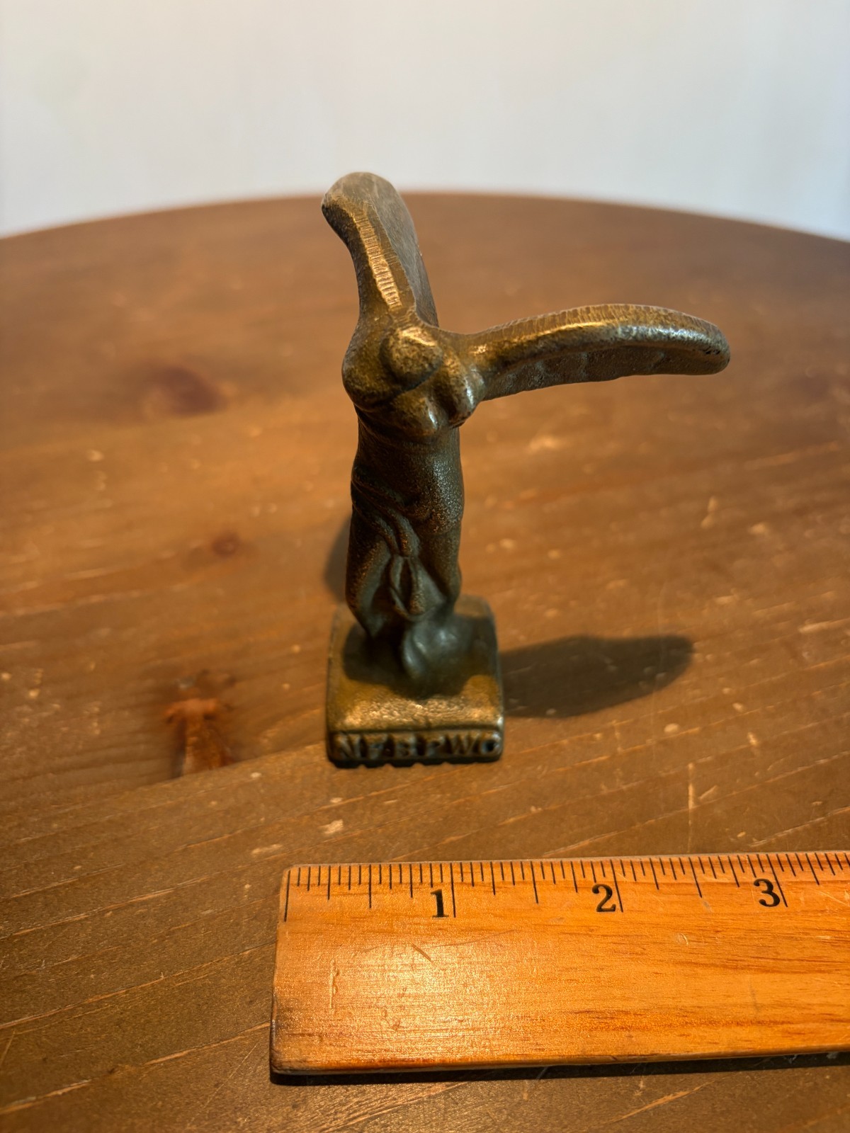 Vtg. NFBPWC CAST IRON FIGURINE - Nike Goddess Victory paperweight