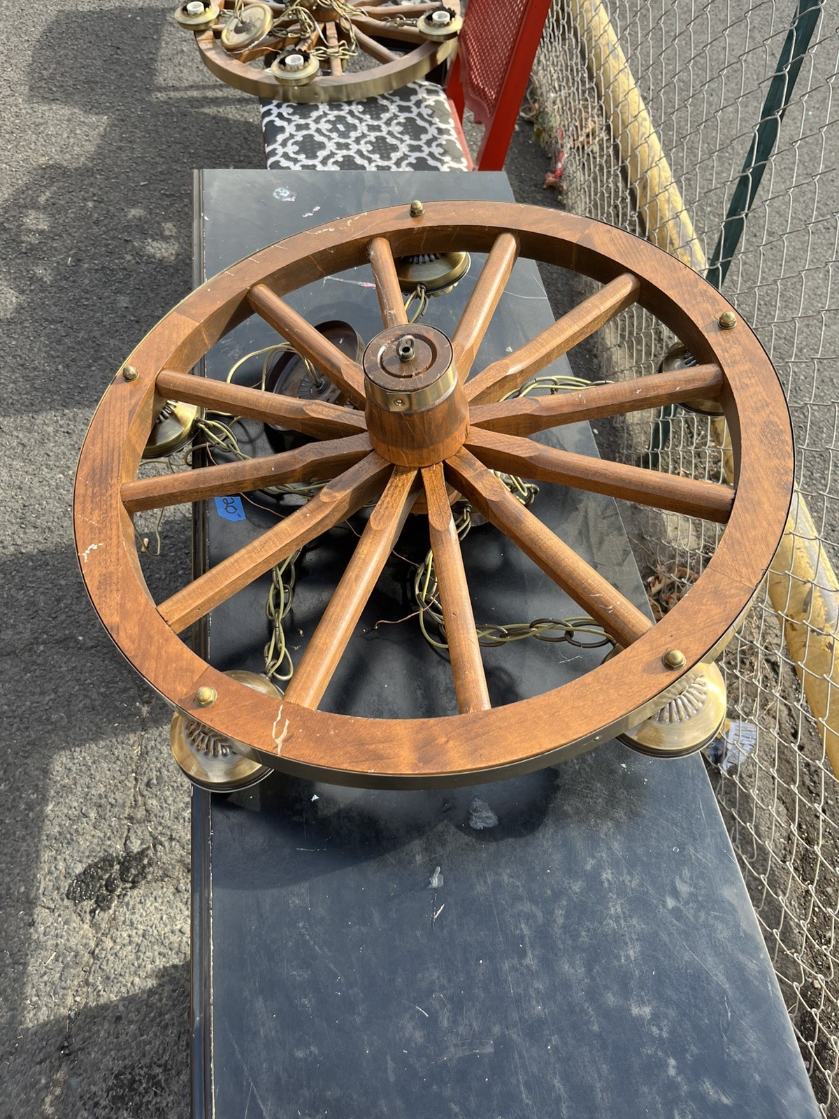 Vintage Wagon Wheel Western Chandelier Rustic 5-Light Copper-Color 24”