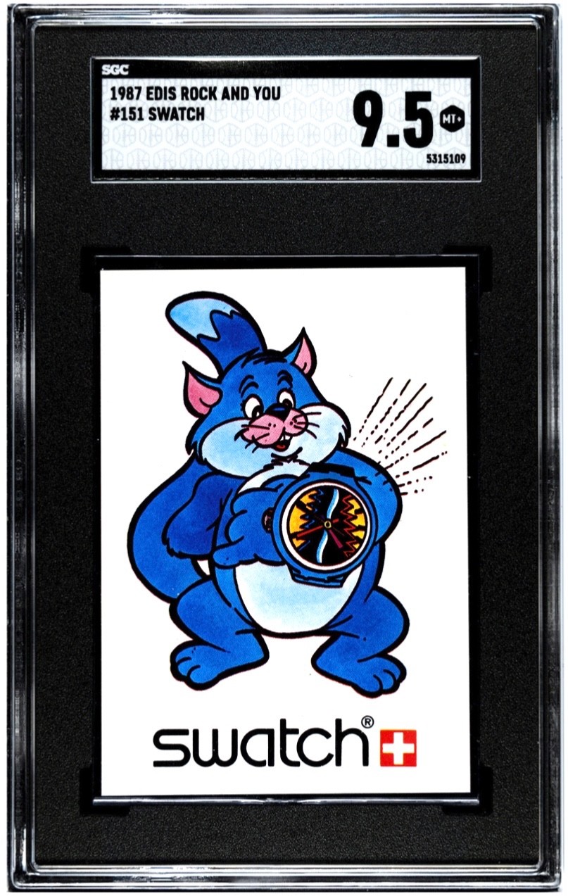 1987 Swatch Trading Card- Edis Rock And You, Brand Card, SGC 9.5, Pop 1 Highest