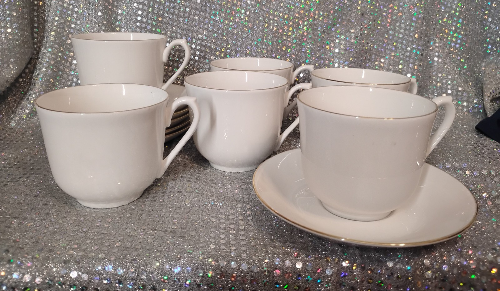 6 Set ( 12 Pcs ) Donegal Parian China Gallery Collection Tea Cups And Saucers