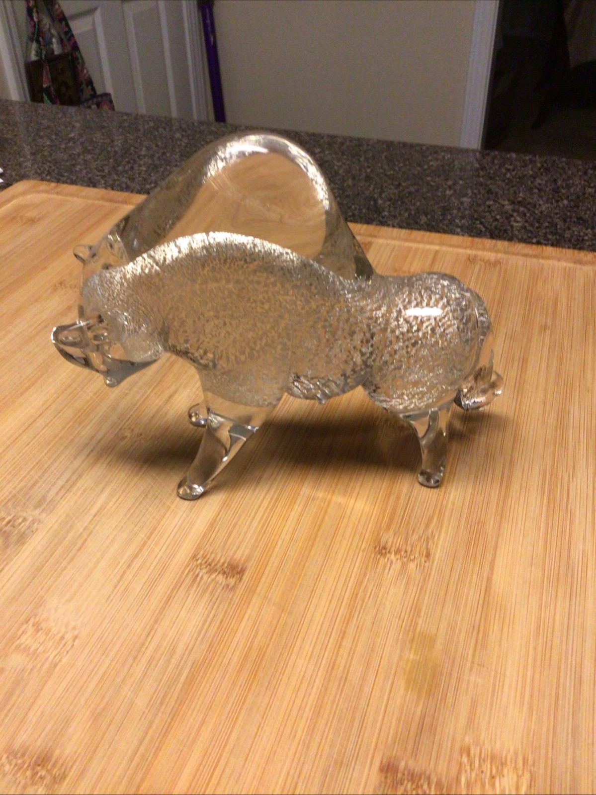 Vintage Murano Glass Charging Bull Silver Adventuring