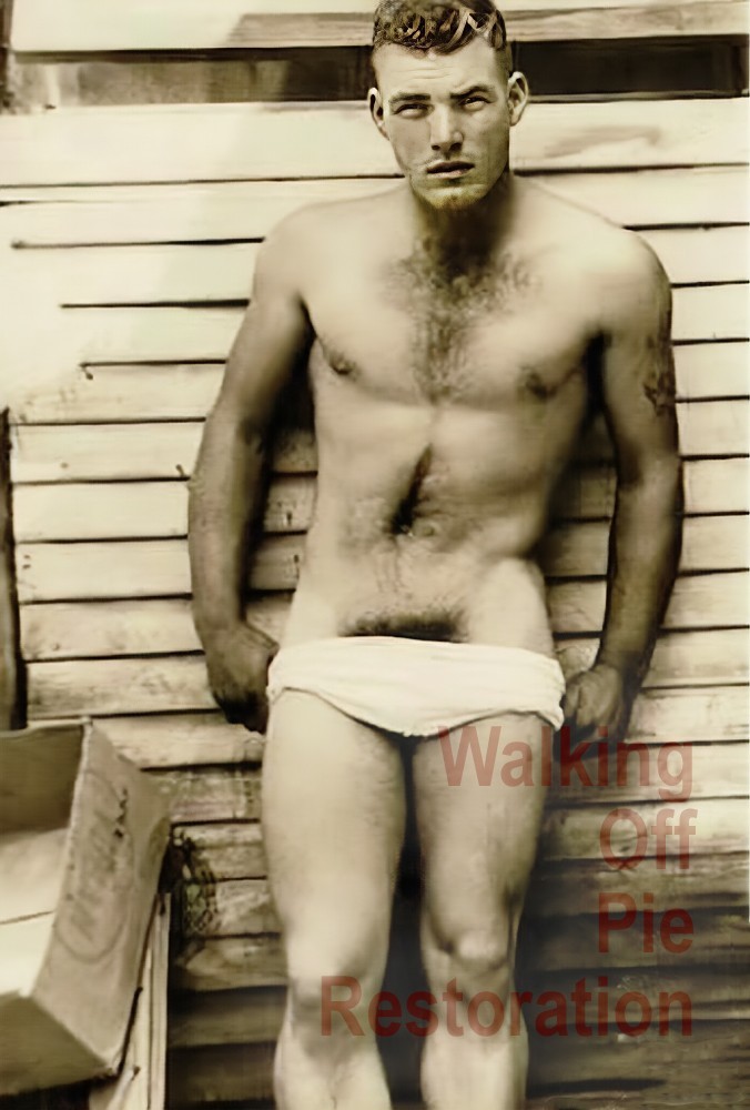 1950s man pulling on his underwear tighty whities gay man\'s collection 5x7