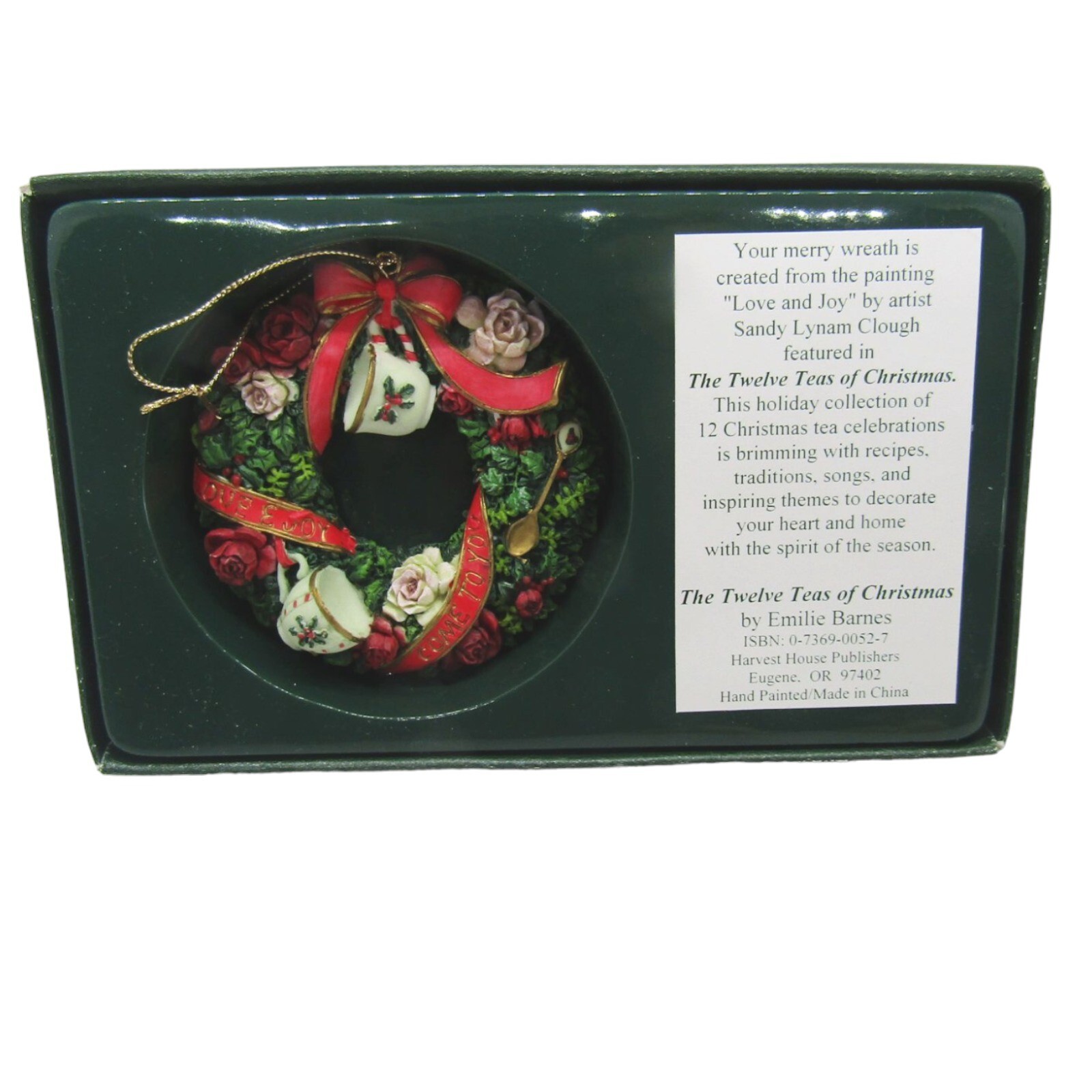 Vintage 12 Teas of Christmas Wreath Ornament Love and Joy
