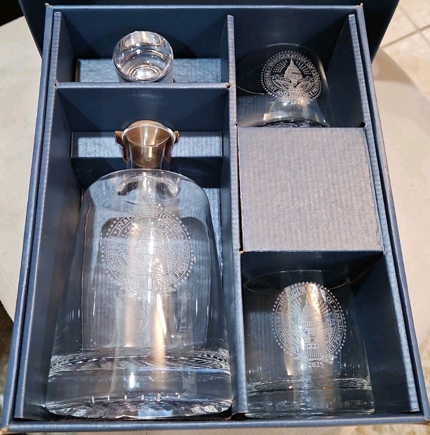 2025 Inauguration of President Trump Whiskey Decanter Set 2 Rock Glasses SEE PIC