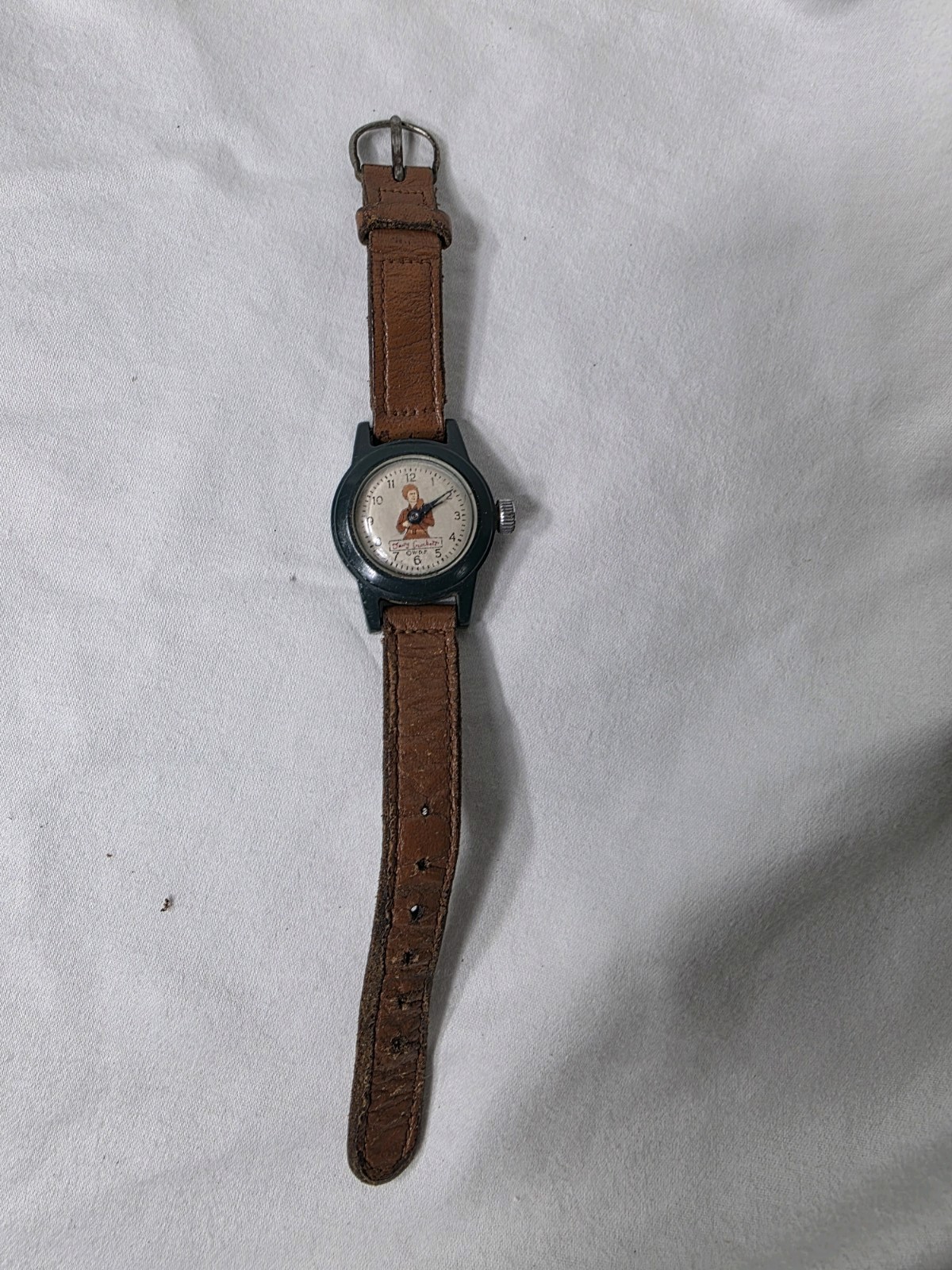 Vintage 1955 Davy Crockett US Time Disney Watch Green Case