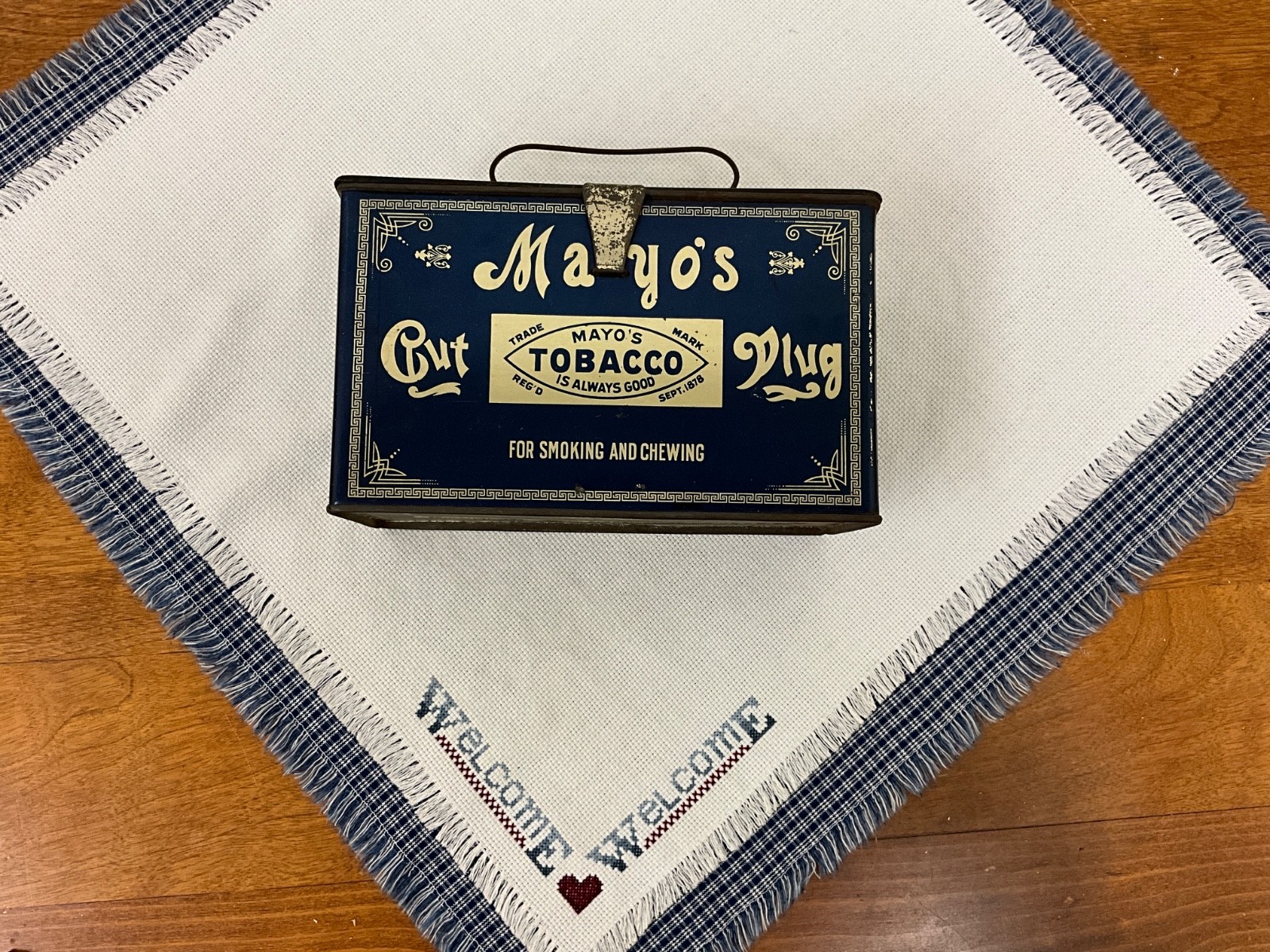 Very Nice Vintage Mayo\'s Tobacco Cut Plug Tin - Blue