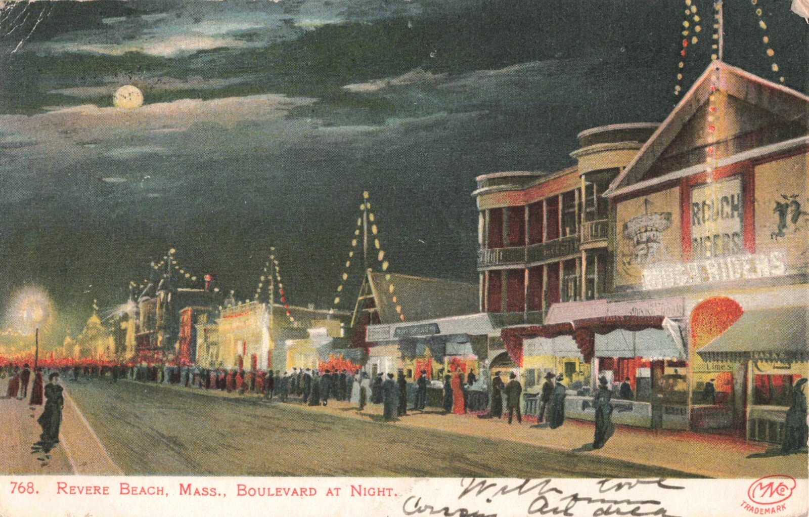 Moonlit Night Revere Beach Mass. 1906 Postcard N596