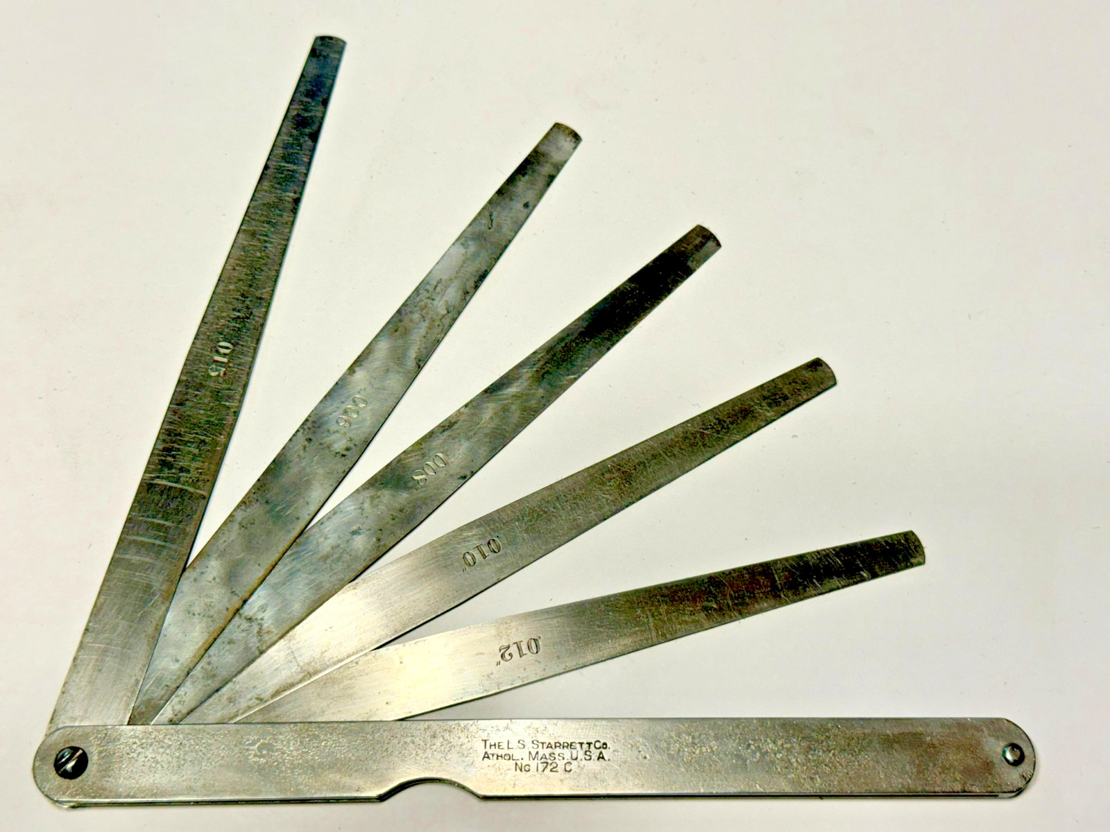 Vintage L.S. Starrett No. 172C Long Blade Tapered Feeler Gauge Machinist Tool US