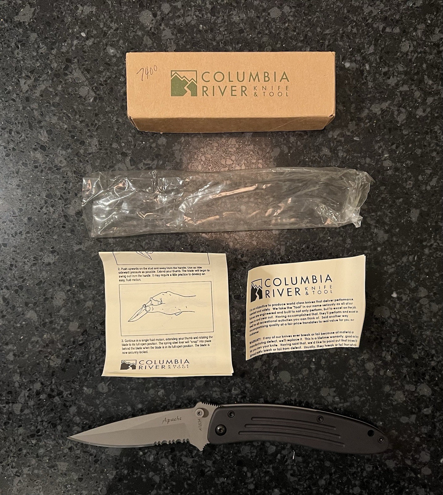 Vtg Columbia River  CRKT 7013  Apache Folding Knife ATS-34 w/Original Box