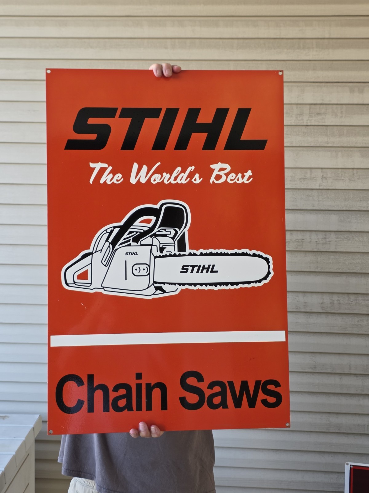 LARGE VINTAGE  1960'S STIHL DEALERSHIP PORCELAIN  CHAINSAW SIGN 30