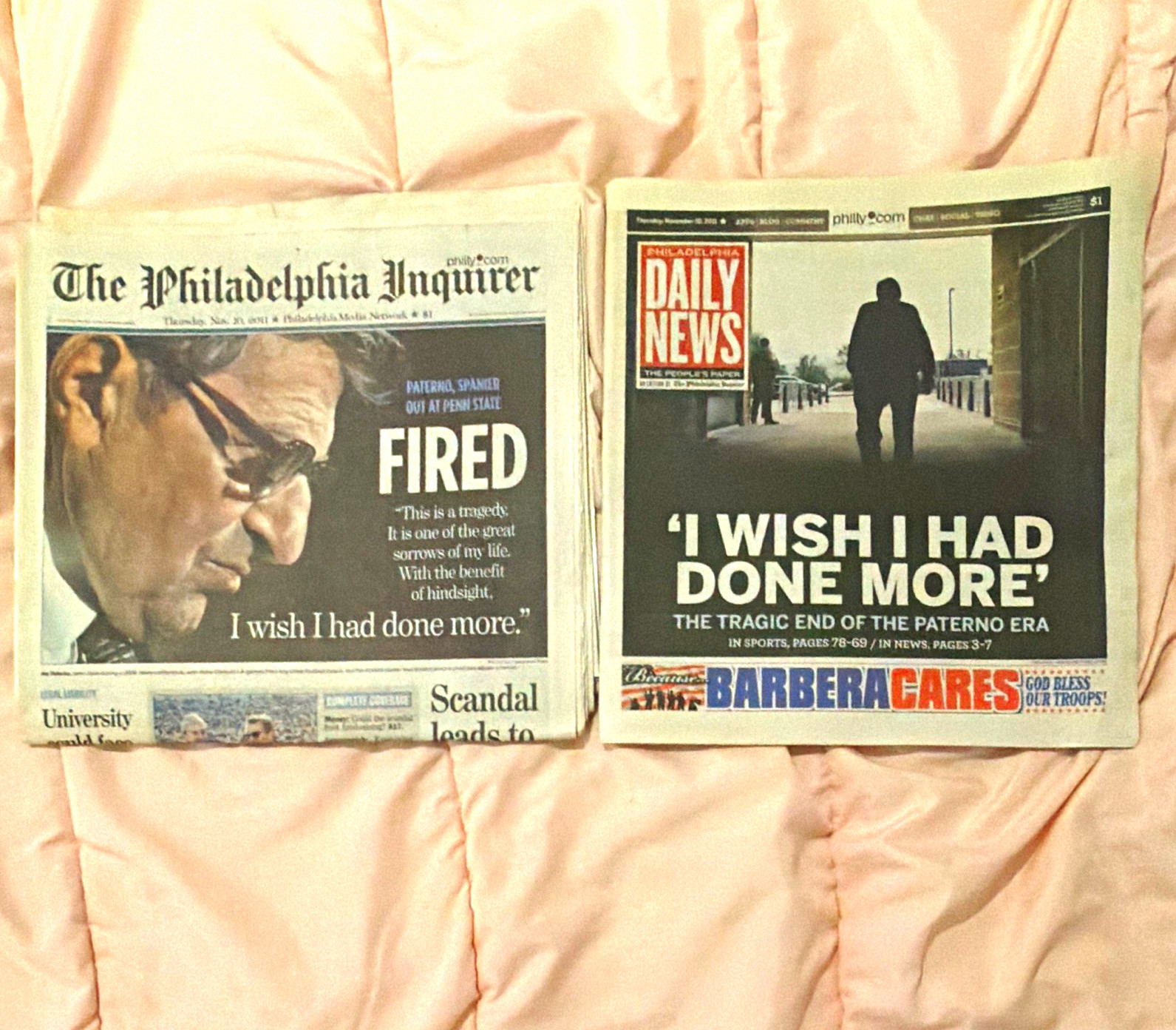 Philadelphia Inquirer & Daily News Lot of 2 Front Pages \