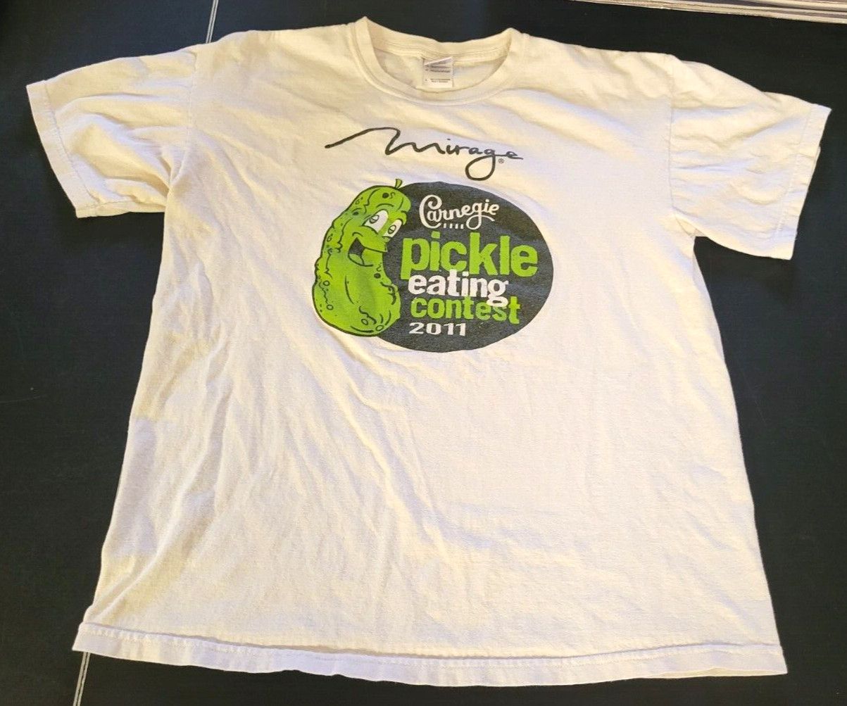 SUPER RARE MIRAGE HOTEL CARNEGIE DELI LAS VEGAS PICKLE EATING CONTEST 2011 SHIRT