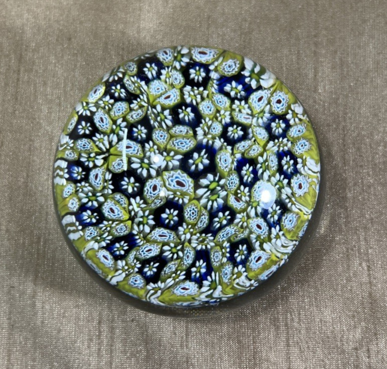 Vintage Perthshire Scotland Millefiori Spoke Art Glass Paperweight Clear Ground