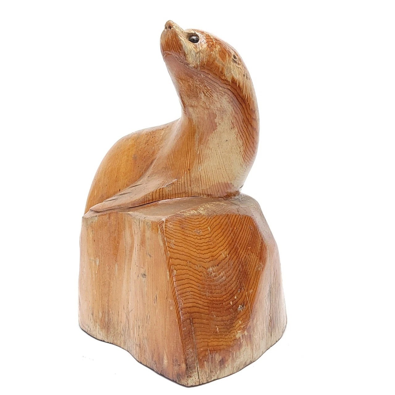 Vintage Hand Carved Seal Coastal Art Cottagecore Ocean Beach Cabin