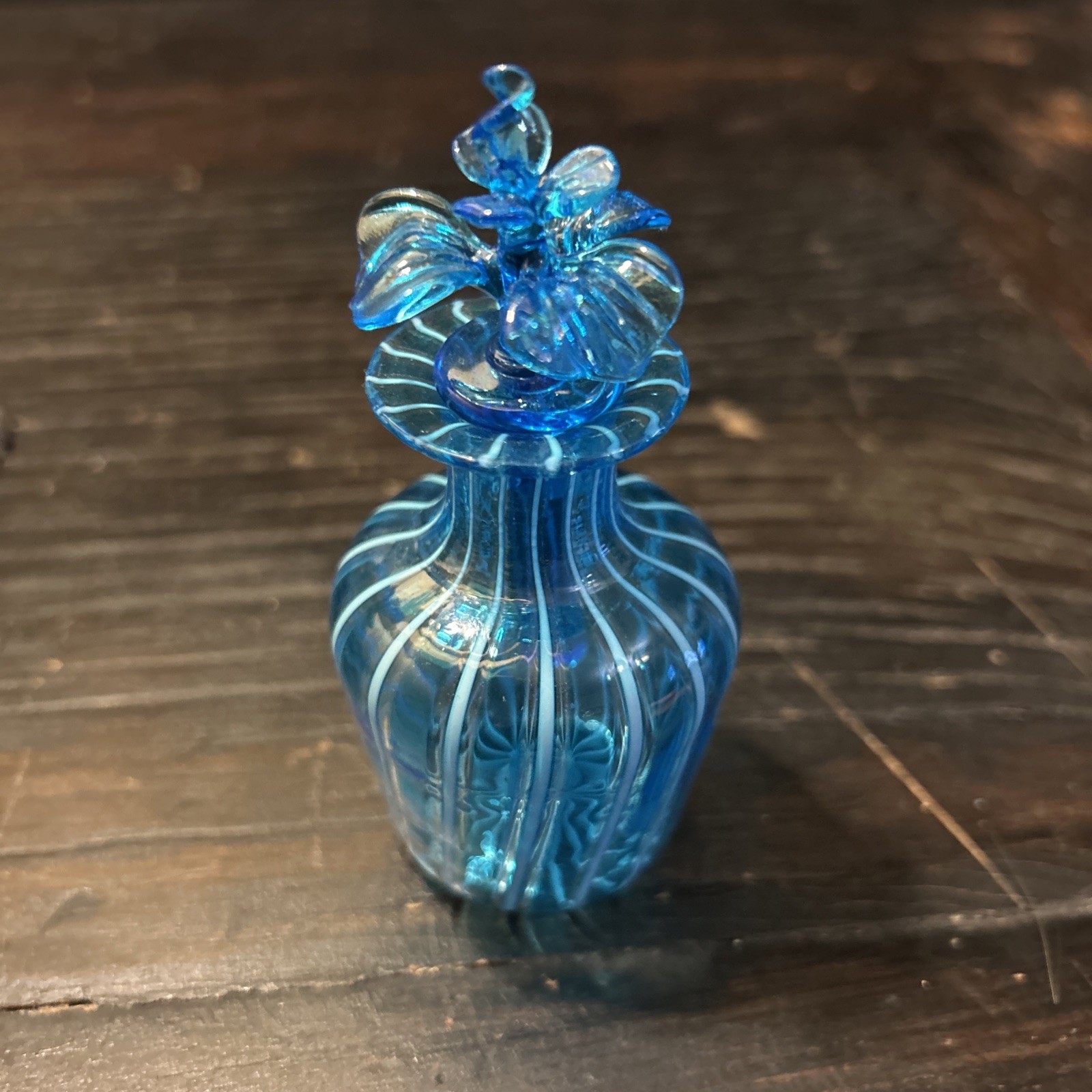 Hand Blown Venetian Murano COBALT & Miniature PERFUME BOTTLE W/Stopper
