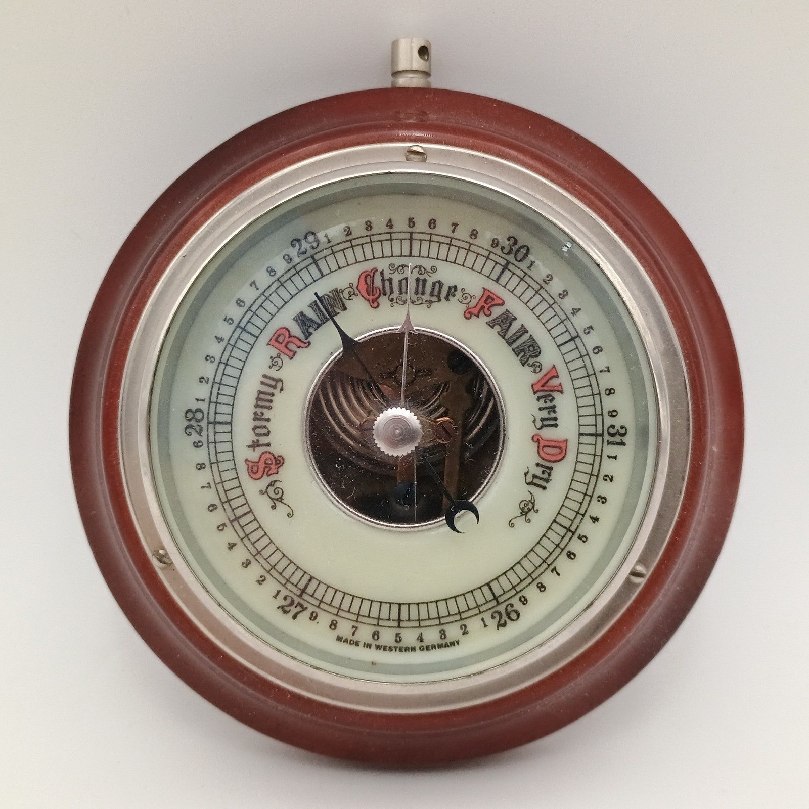 Vintage Western Germany Aneroid Barometer Wood Weather Station Wall Decor