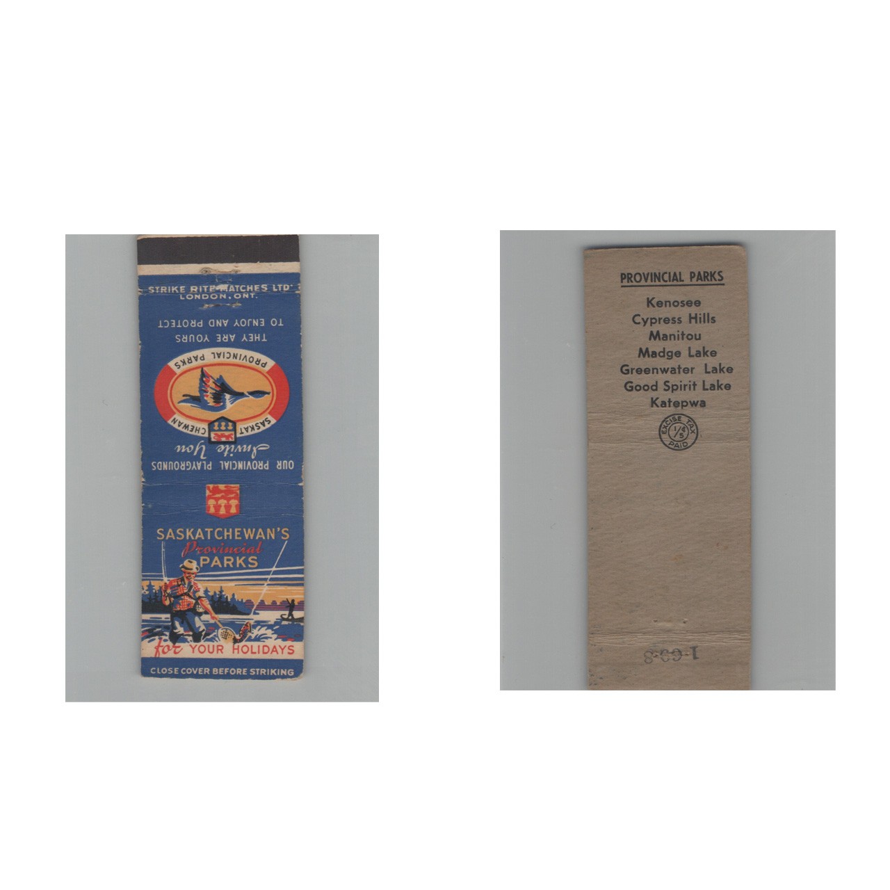 Matchbook Cover Saskatchewan\'s Provincial Parks  SK