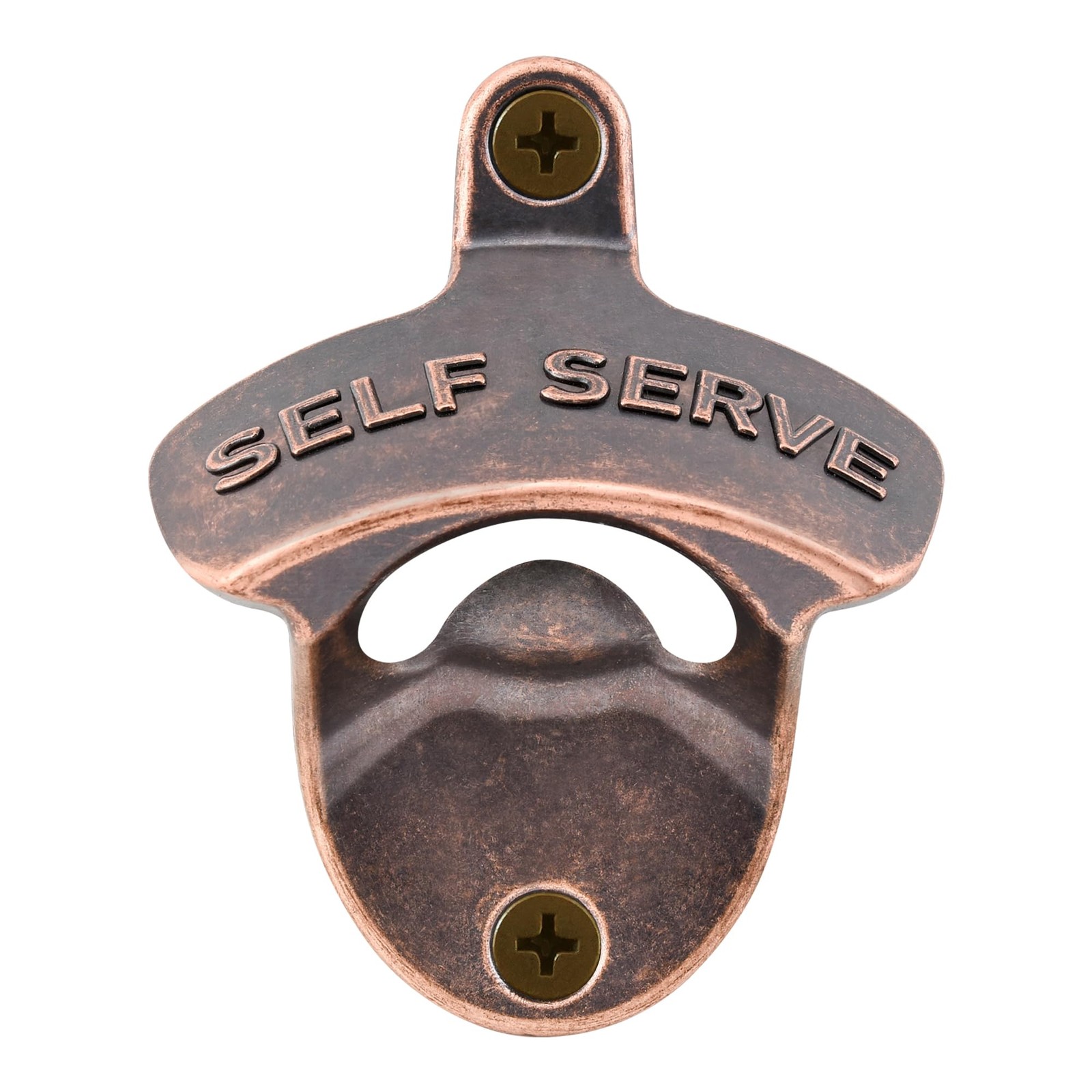 Antqiue Copper Bottle Opener Wall Mounted SELF SERVE Beer Soda Cap Opener Scr...