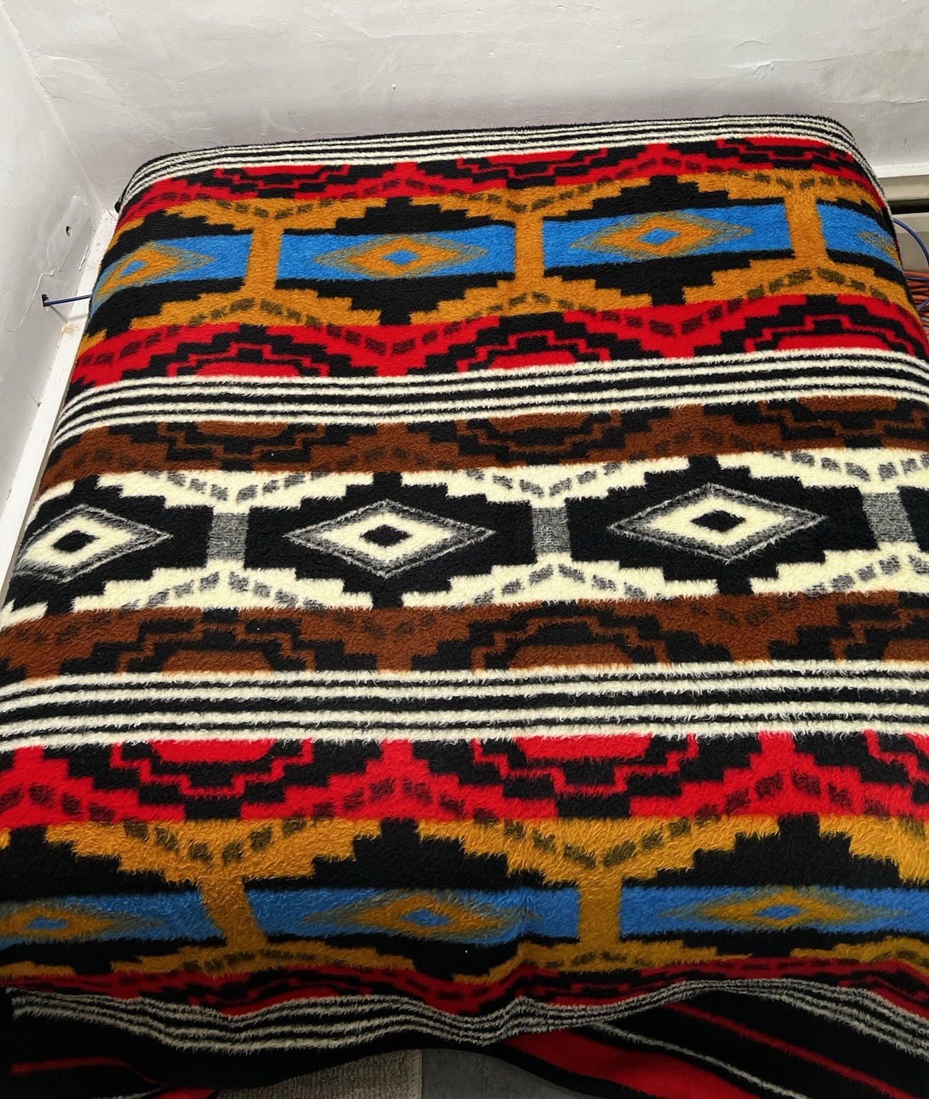 Vintage Biederlack Southwest Throw Blanket West Germany Western Aztec Camp