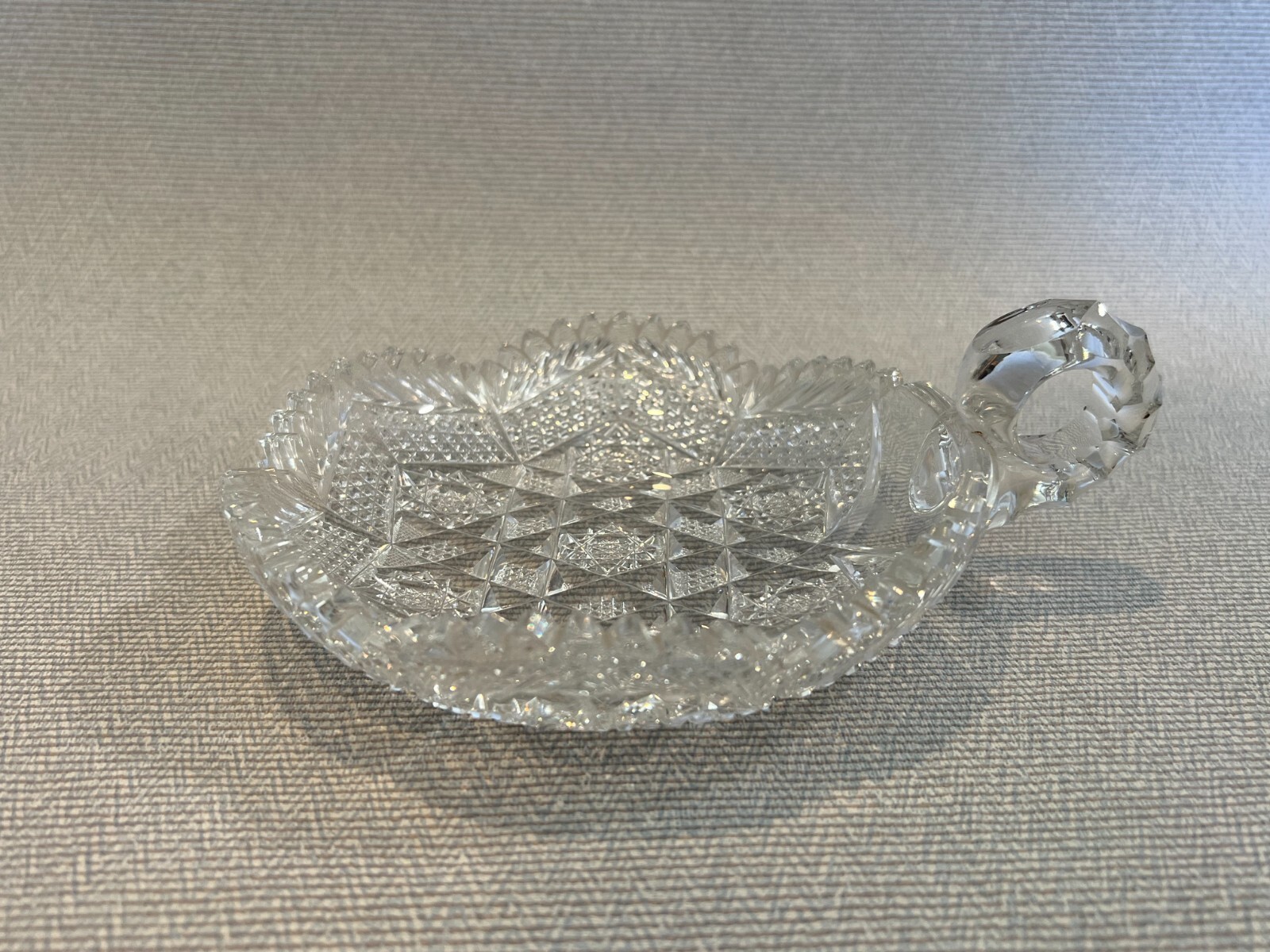 Vintage ABP American Brilliant Period Detail Cut Glass Dish with Handle, 6\
