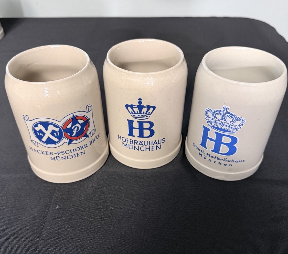 Lot of 3 German Beer Stein Mugs Hofbräuhaus Hacker-Pschorr München Ceramic