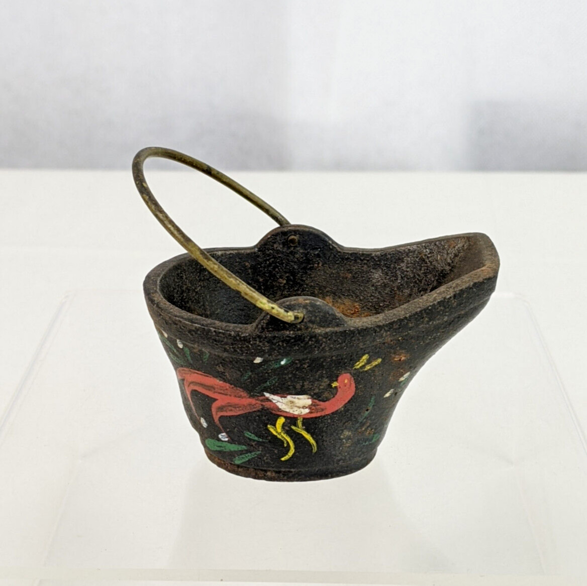 Miniature Cast Iron Coal Bucket Scuttle Ash Pail Dutch Bird Ashtray 200 Decor