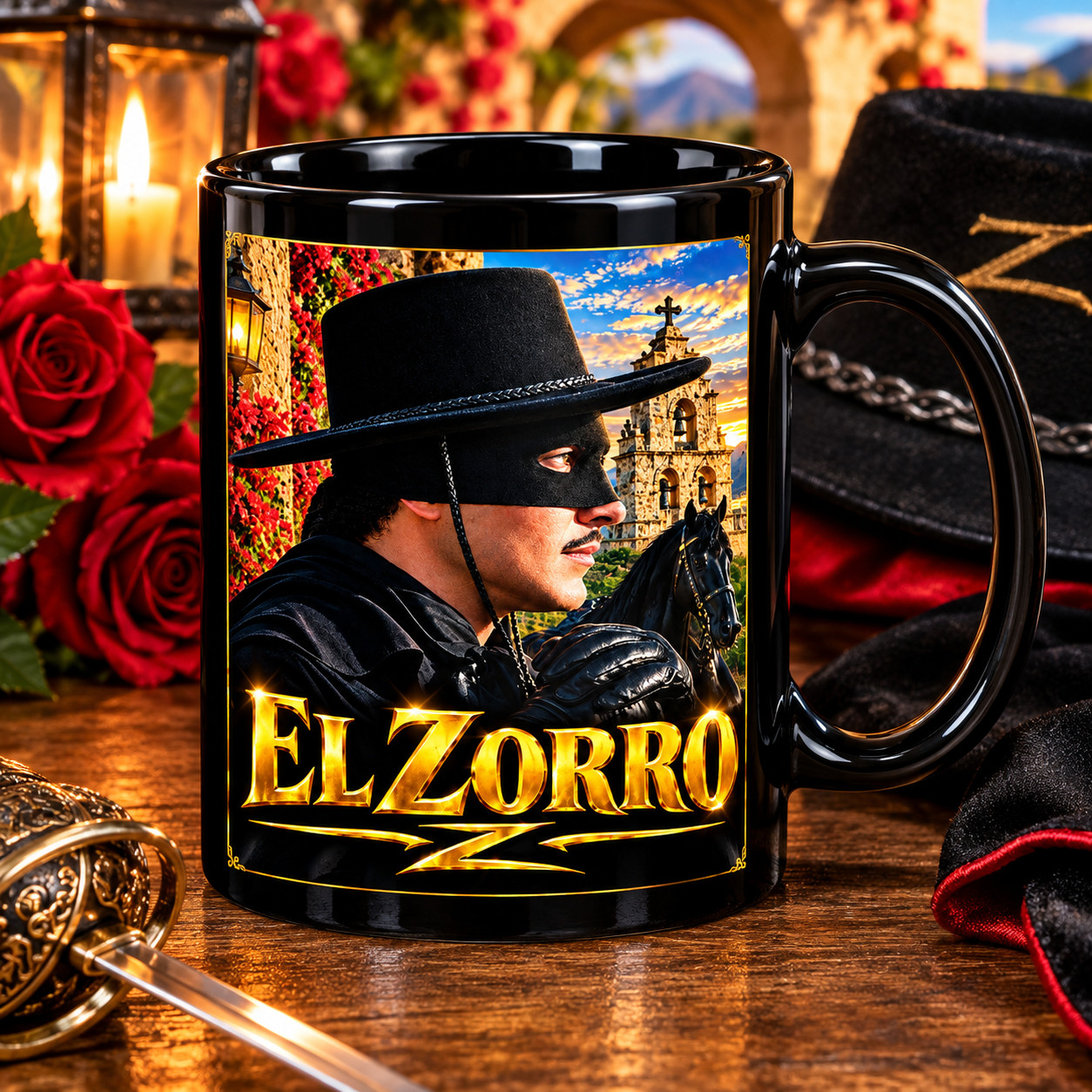 EL ZORRO Don Diego de la Vega 11oz Premium Black Coffee Mug Perfect Gift FAN