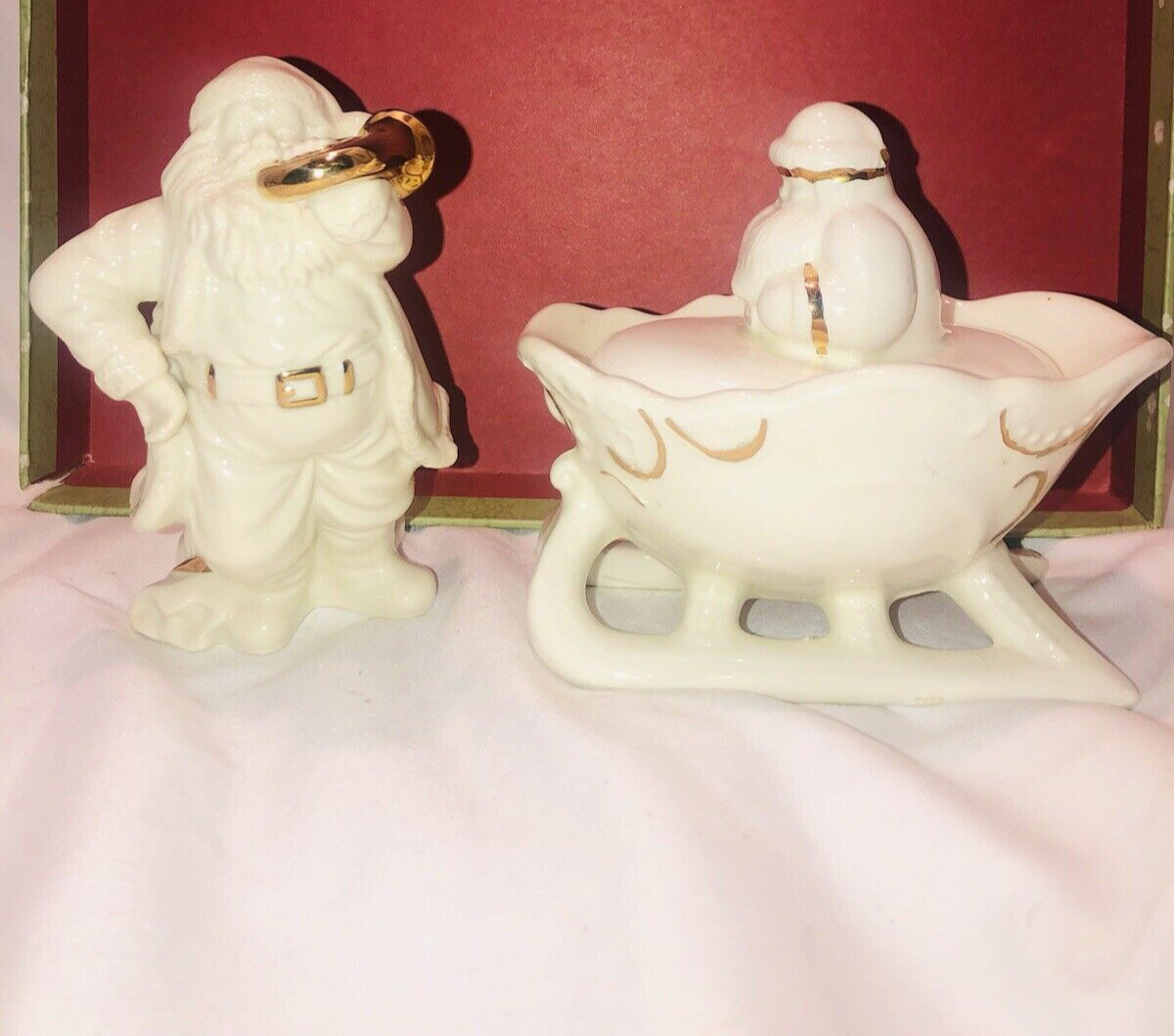 LOT OF 2 VINTAGE  WESTMORELAND SANTA IN SLIEGH 1950s/60s & LENOX SANTA 2000
