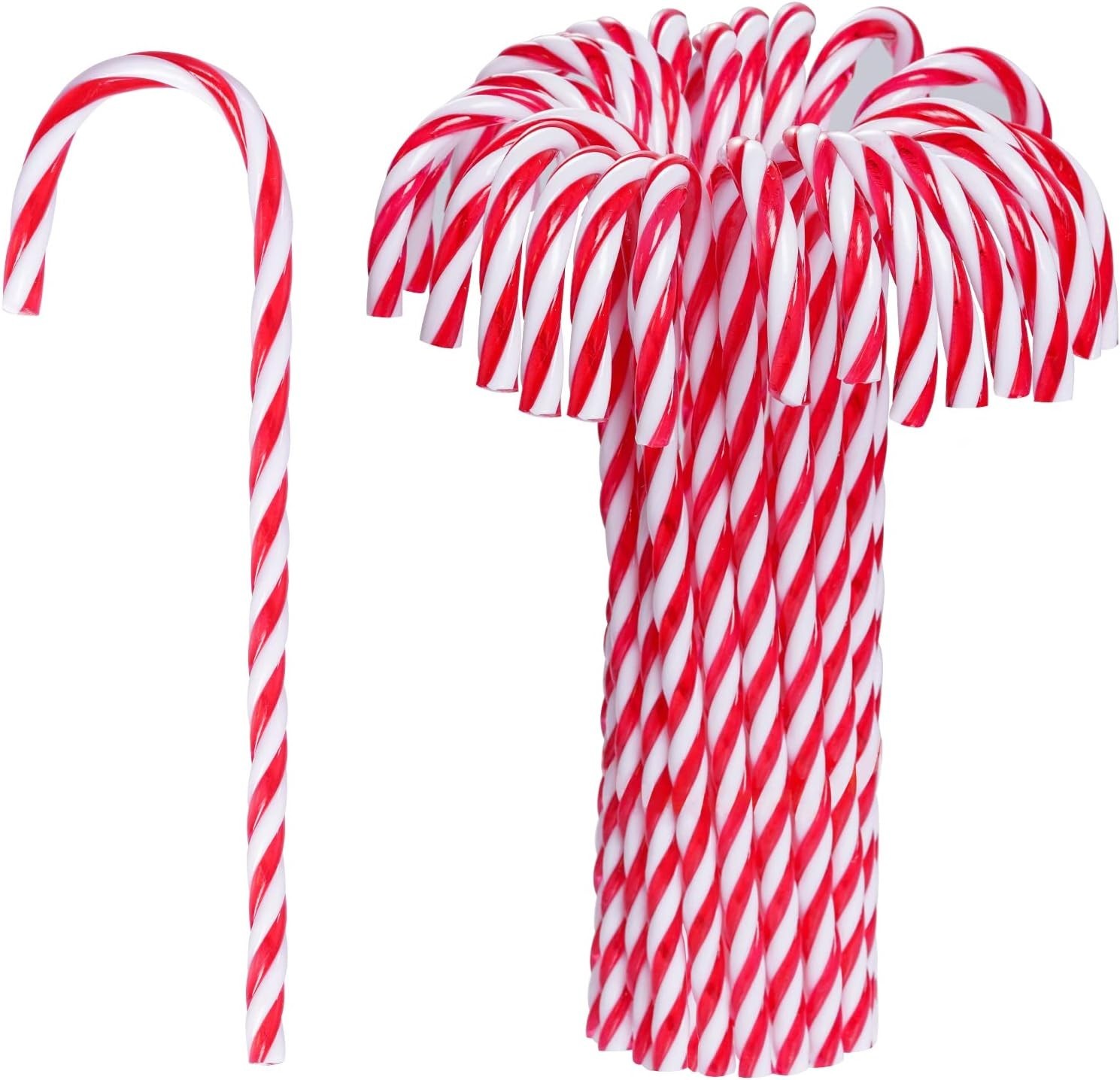 30 Pcs Christmas Candy Cane Ornament Plastic Tree Red and White 30 Pcs Christmas Candy Cane Ornament Plastic Tree Red and White