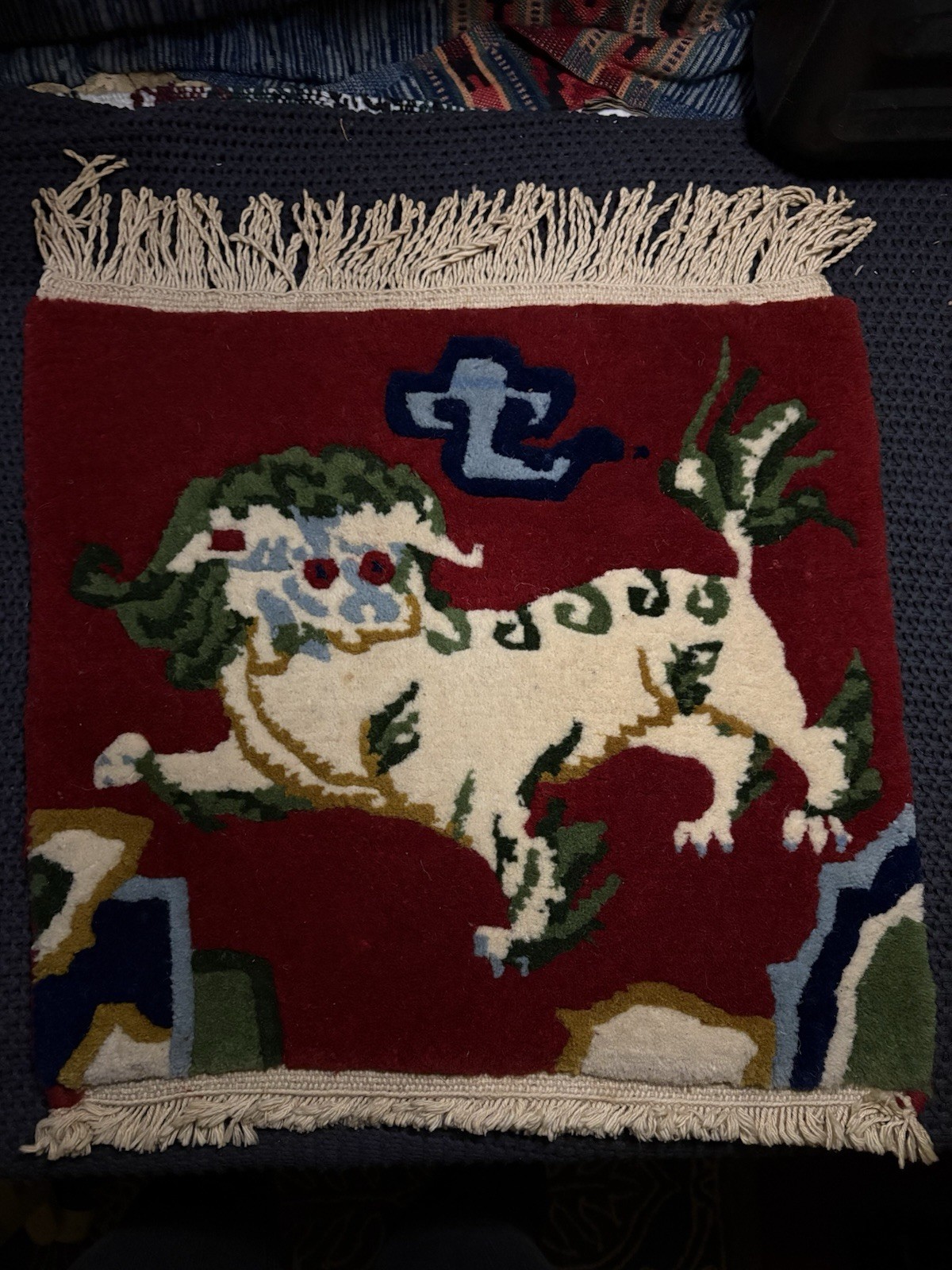 Rare Vintage Tibetan Animal Rug / Hanging Wall Art Wool 24\