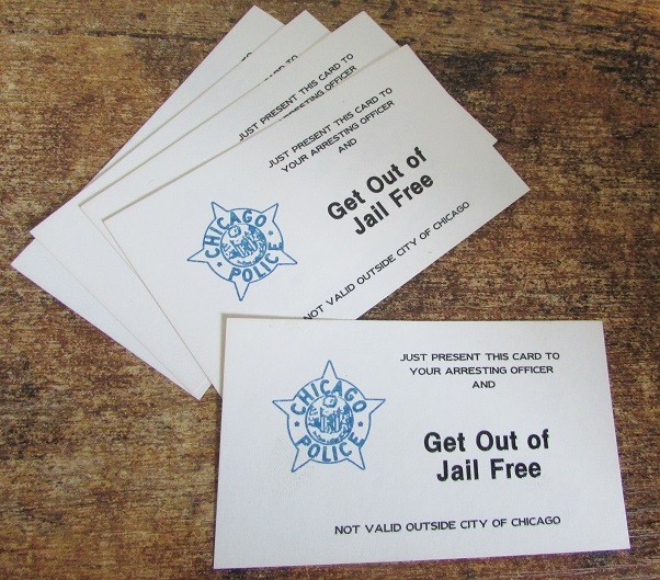 Vintage Original 1990s Chicago Police GET OUT OF JAIL FREE Business Card