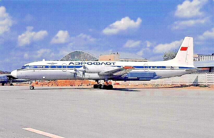 Airplane Postcard AERFLOT(electr.equip) llyushin 18V CCCP-75598 c/n186008802 
