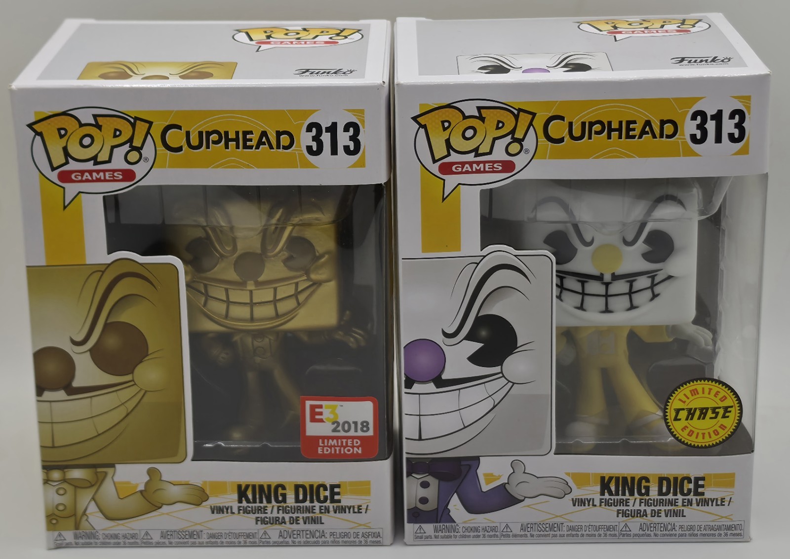 King Dice Funko Pop Games Set of 2 Cuphead #313 E3 Golden Ex and Chase Edition 