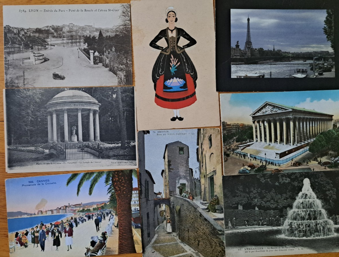 Lot of 8 FRANCE Cities & Towns Vintage Postcards ca.1900's-1950's Lot of 8 FRANCE Cities & Towns Vintage Postcards ca.1900's-1950's
