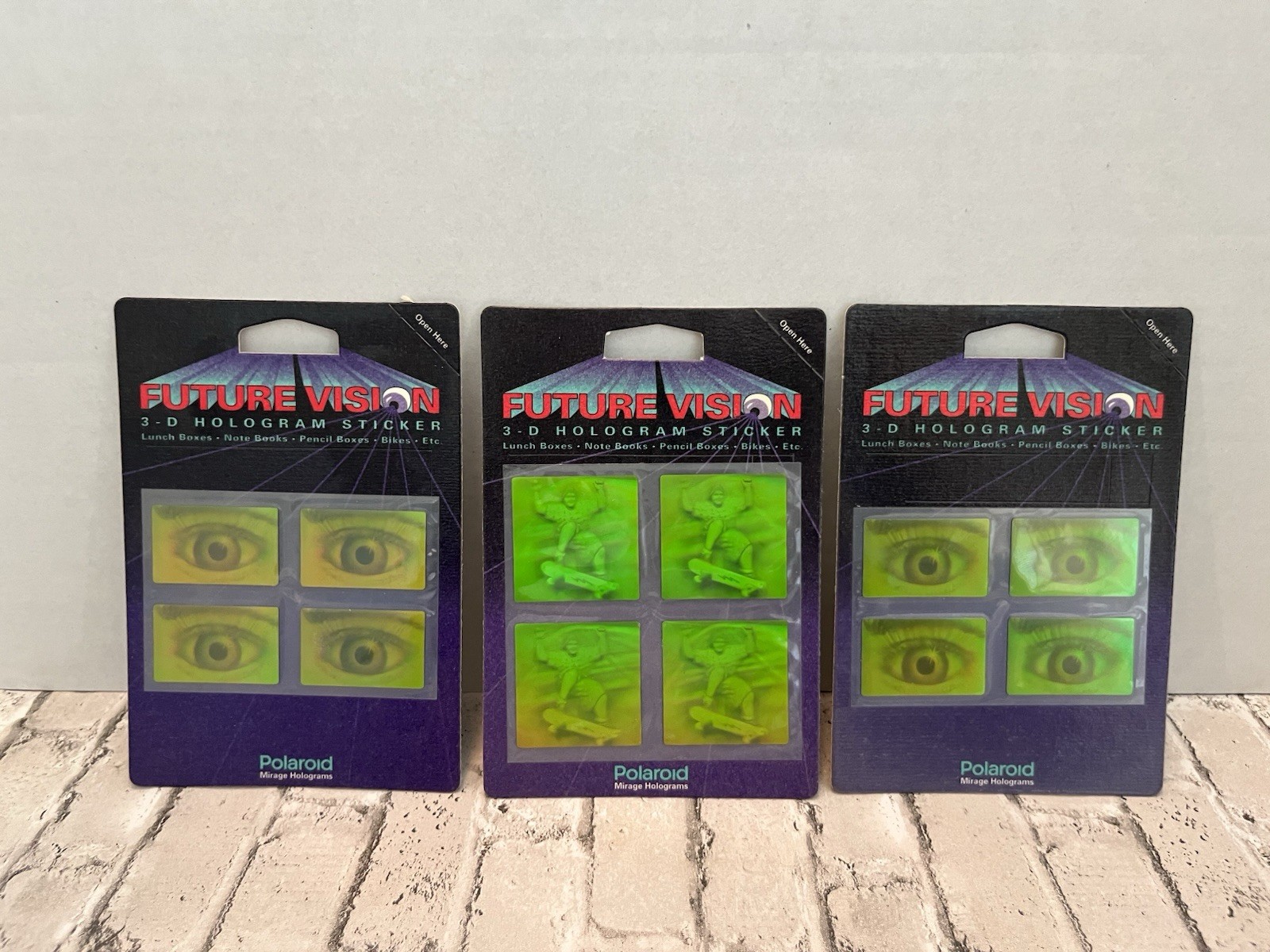 Vtg Polaroid Future Vision 3D Hologram Sticker Lot 1993 Eyes Skateboard Lot Of 3 Vtg Polaroid Future Vision 3D Hologram Sticker Lot 1993 Eyes Skateboard Lot Of 3