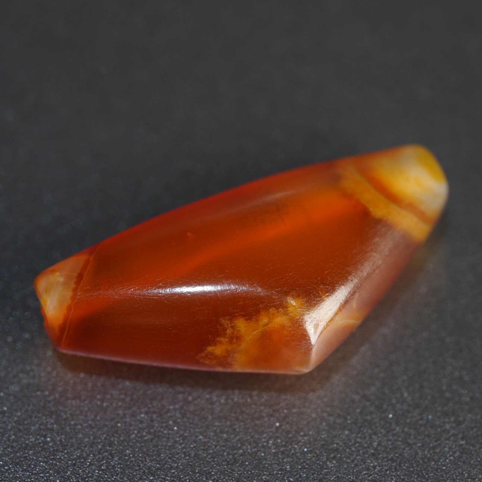 Ancient Style Agate Barrel Bead, Banded Red Carnelian Protective Amulet 11.1g Ancient Style Agate Barrel Bead, Banded Red Carnelian Protective Amulet 11.1g