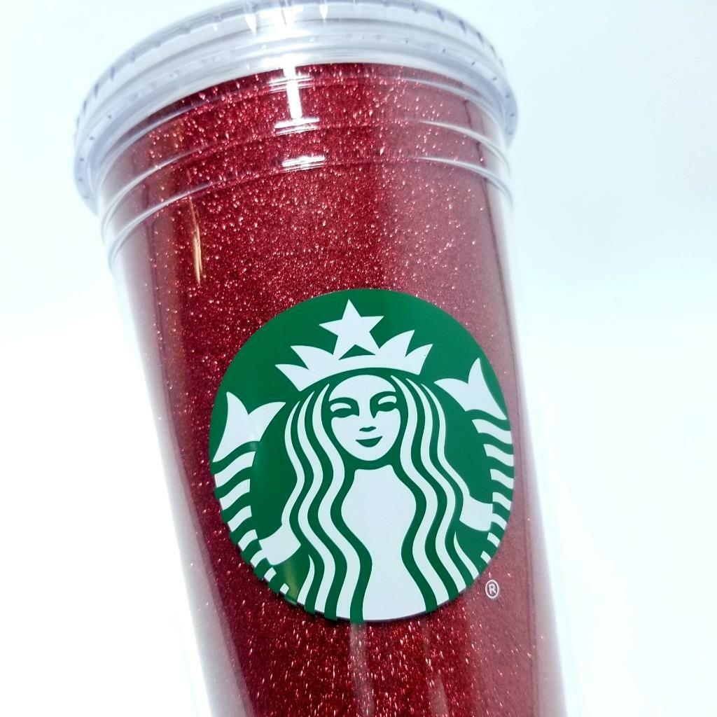 2018 STARBUCKS Tumbler w/ Straw - Red Sparkle Holiday Valentines Day Gift