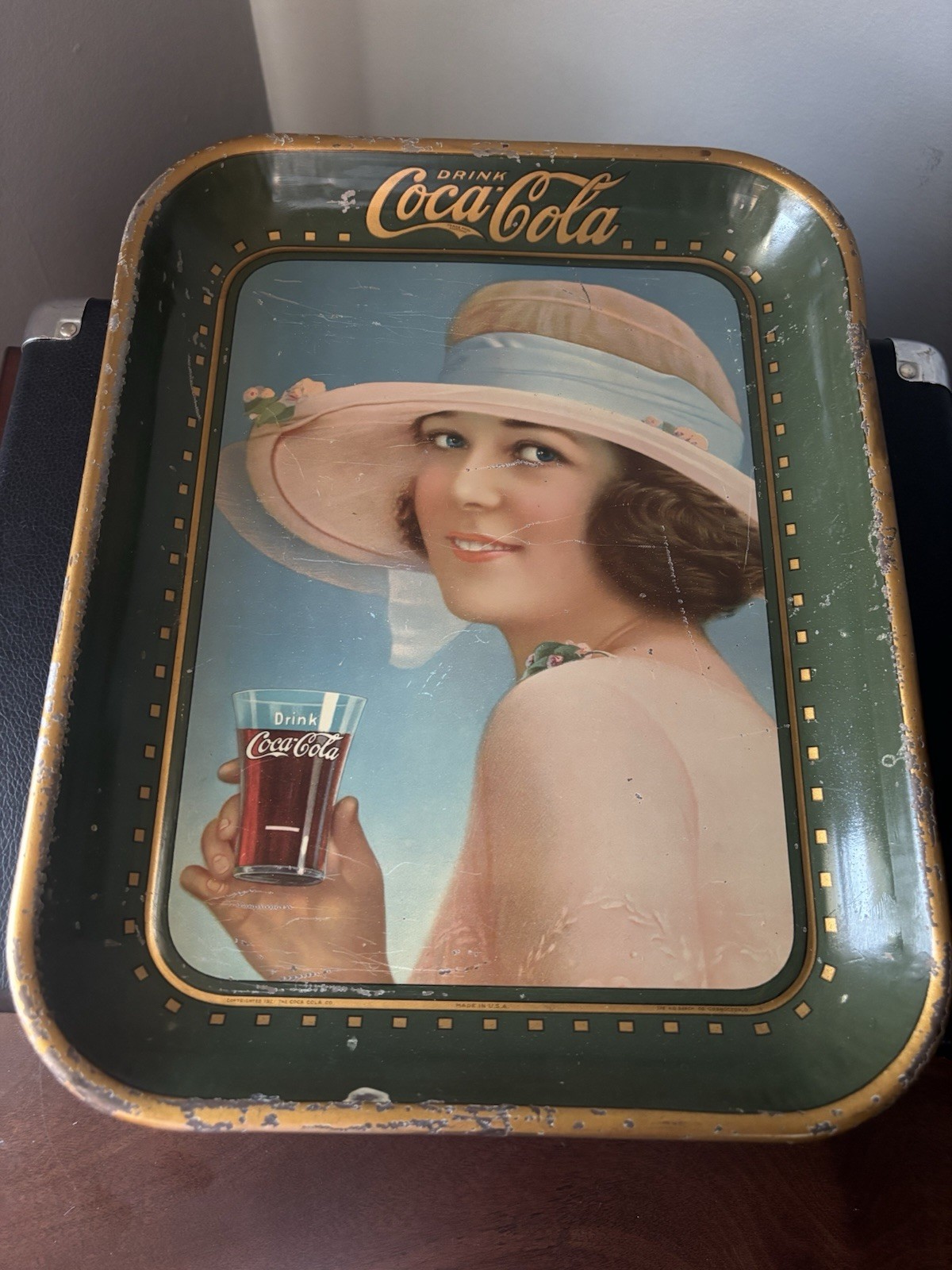 Vintage Original 1921 HD Beach Co Coca Cola Summer Girl Tin Advertising Tray Vintage Original 1921 HD Beach Co Coca Cola Summer Girl Tin Advertising Tray