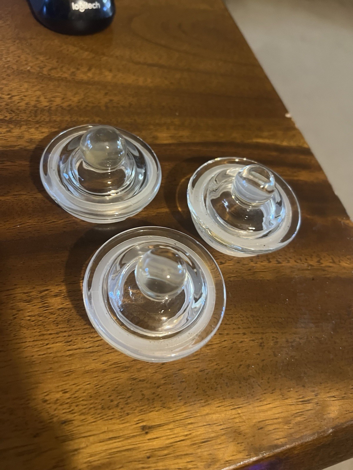 Vintage Small Clear Glass Lid Replacement Lid Only lot of 3
