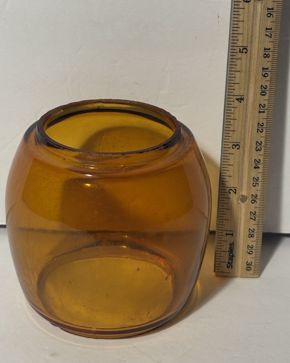 Antique Vintage Amber Glass Low Railroad ? Lantern Globe Part Antique Vintage Amber Glass Low Railroad ? Lantern Globe Part
