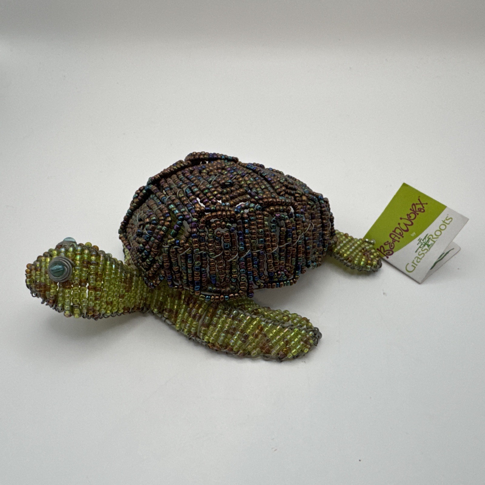 Beadworx by Grass Roots Handmade Bead Wire Sea Turtle Figurine Green New