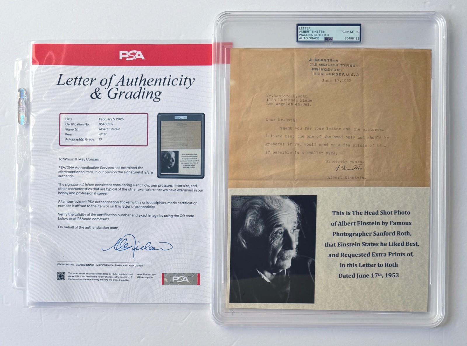 ALBERT EINSTEIN SIGNED Letter PSA/DNA Certified Auth. Autograph GEM MINT 10;C237