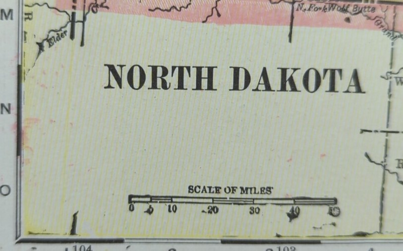Vintage 1902 NORTH DAKOTA Map 14\